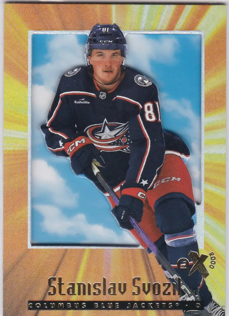 Stanislav Svozil hockey card from 2023-24 Upper Deck Skybox E-X 2000 RC Blue Jackets