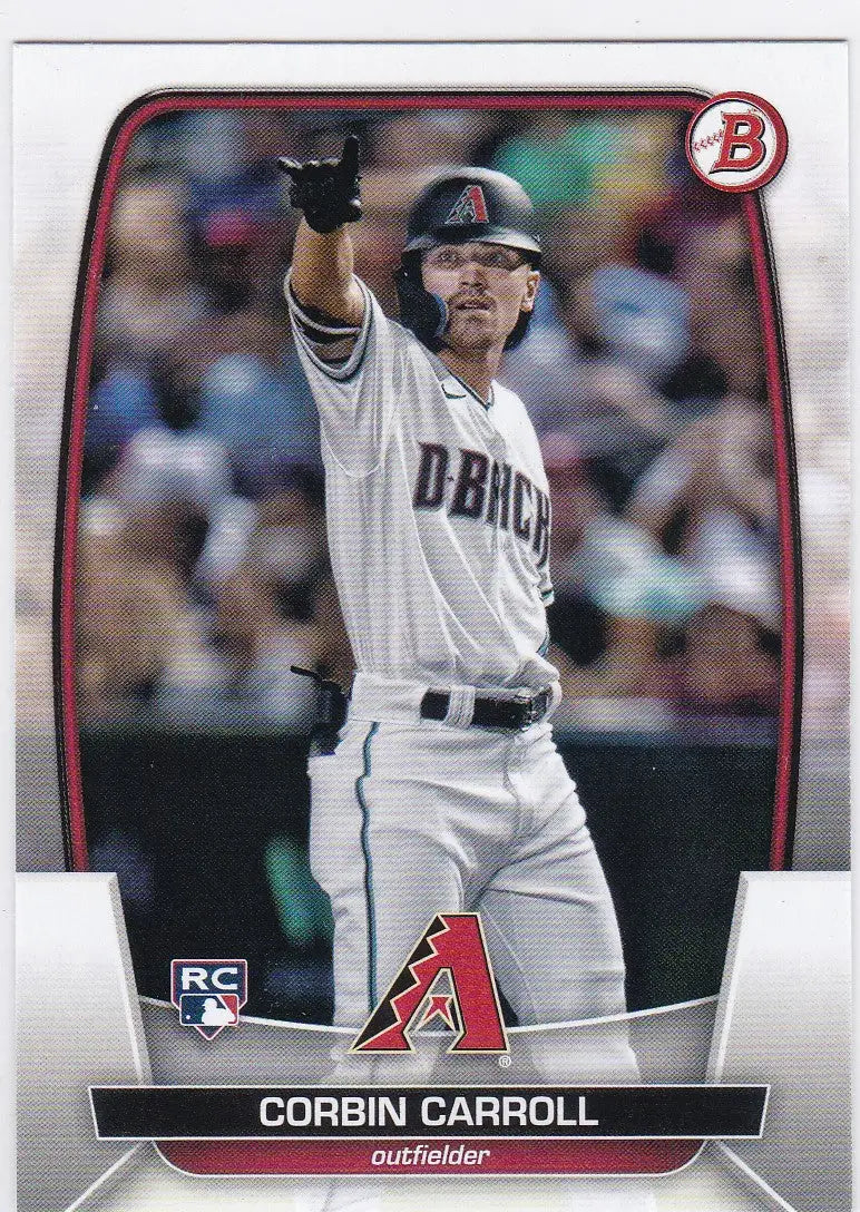 Baseball card of Corbin Carroll RC Arizona for the Arizona Diamondbacks 2023 Bowman