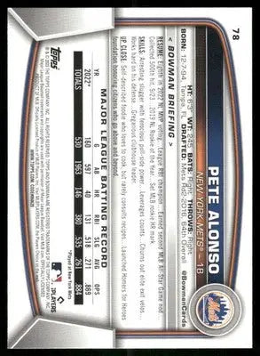 2023 Bowman Baseball Pete Alonso #78 Baseball - Baseball Card Single