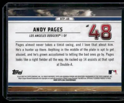 2023 Bowman Chrome Andy Pages #BTP-48 Bowman Scouts Top 100 Baseball - Baseball Card Single