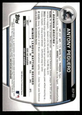 2023 Bowman Chrome Antony Peguero #BCP-62 1st Baseball - Baseball Card Single