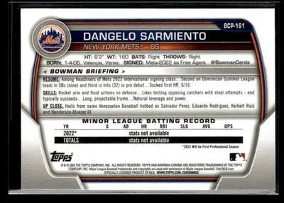 2023 Bowman Chrome Dangelo Sarmiento #BCP-161 Prospects Mojo Refractor Mets