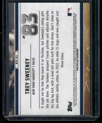 2023 Bowman Chrome Scouts Top 100 Trey Sweeney #BTP-83 Baseball - Baseball Card Single
