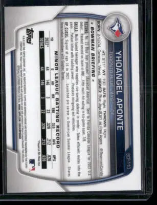 2023 Bowman Chrome Yhoangel Aponte #BCP-110 1st Bowman Baseball - Baseball Card Single