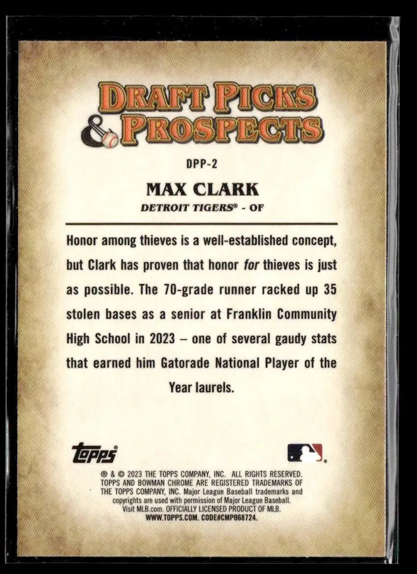 2023 Bowman Draft #DPP-2 Max Clark Draft Picks & Prospects - Baseball Card Single