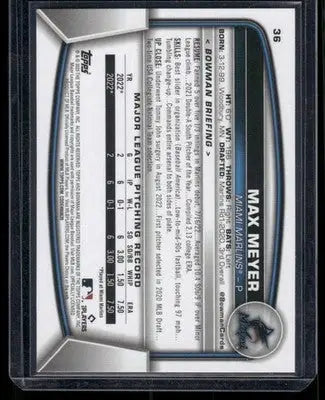 2023 Bowman Max Meyer #36 RC Baseball - Baseball Card Single