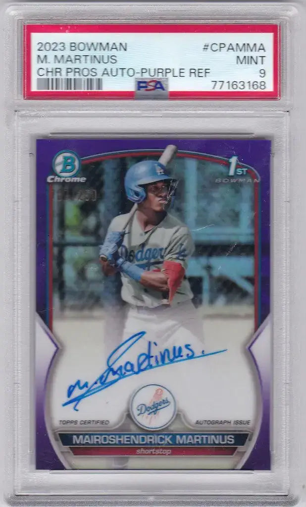 2023 Bowman Purple Auto Mairoshendrick Martinus PSA 9 Los Angeles Dodgers - Baseball Card Single