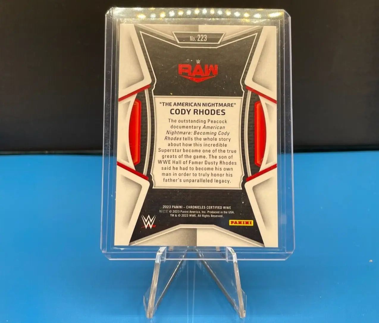 Cody Rhodes Undisputed WWE Champion trading card from 2023 Certified collection