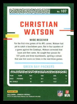 2023 Donruss #107 Christian Watson - Football Card Single