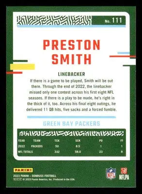 2023 Donruss #111 Preston Smith - Football Card Single