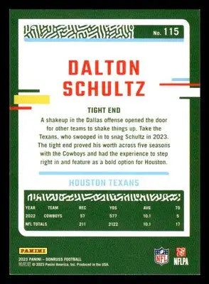 2023 Donruss #115 Dalton Schultz - Football Card Single