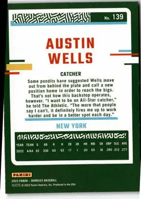 2023 Donruss #139 Austin Wells Holo Blue - Baseball Card Single