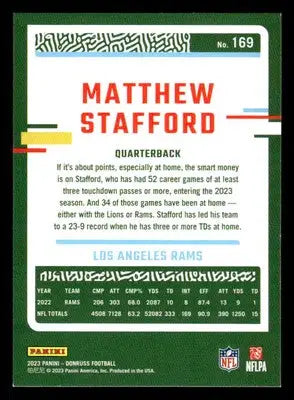 2023 Donruss #169 Matthew Stafford Los Angeles Rams - Football Card Single