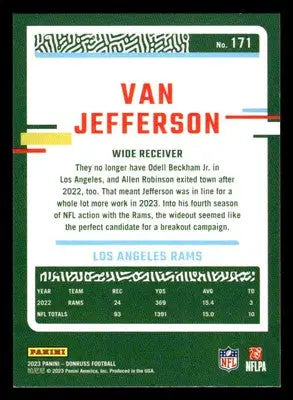 2023 Donruss #171 Van Jefferson - Football Card Single