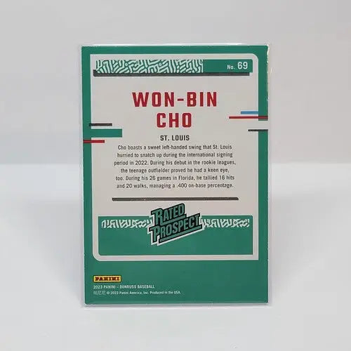 2023 Donruss Baseball Rated Prospects #69 Won-Bin Cho Cardinals Blue Holo - Baseball Card Single