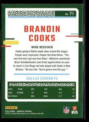 2023 Donruss Brandin Cooks #71 Dallas Cowboys