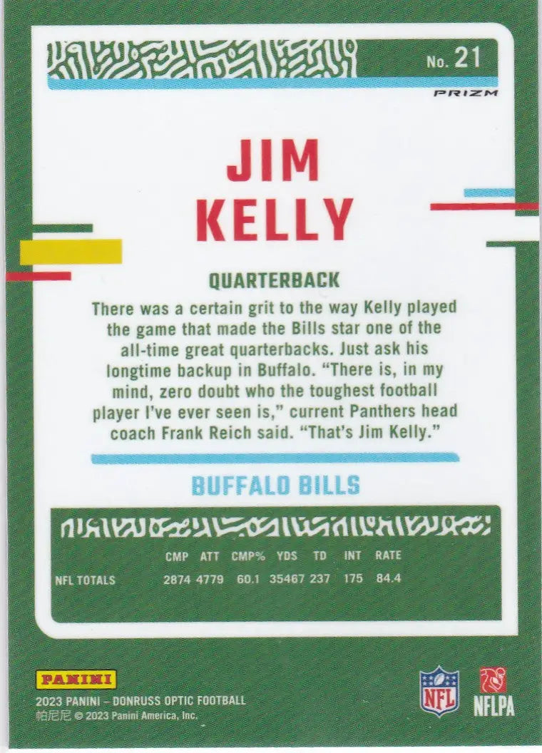 2023 DONRUSS OPTIC #21 JIM KELLY SILVER- BUFFALO BILLS - Football Card Single