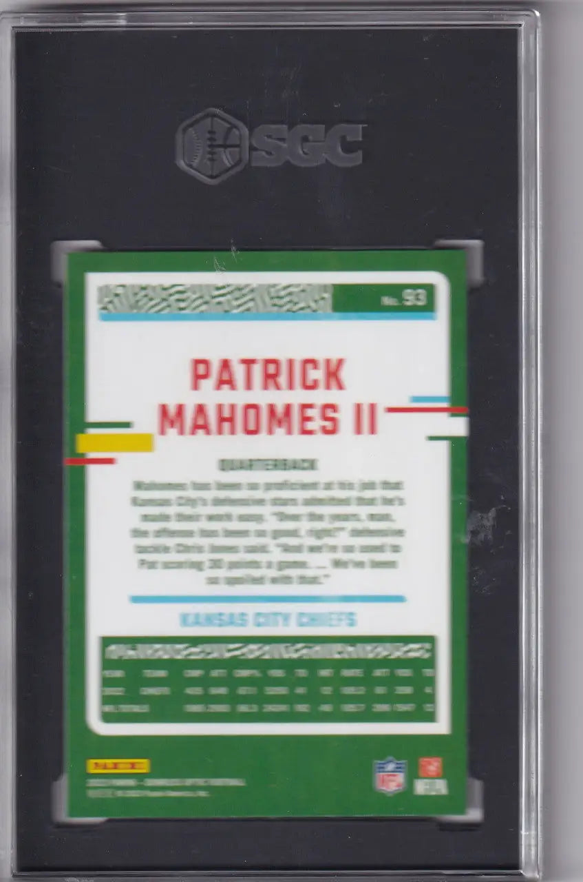 2023 Donruss Optic #93 Patrick Mahomes SGC 9.5 - Kansas City Chiefs - Football Card Single