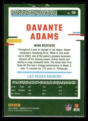 2023 Donruss Optic #96 Davante Adams Las Vegas Raiders - Football Card Single