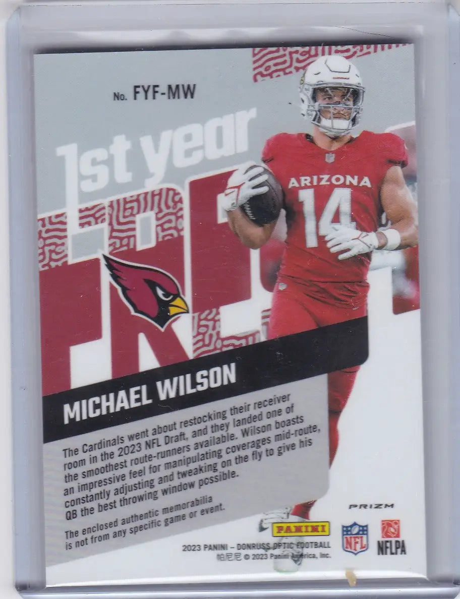 2023 DONRUSS OPTIC #FYF-MW MICHAEL WILSON HYPER PATCH- ARIZONA CARDINALS - Football Card Single