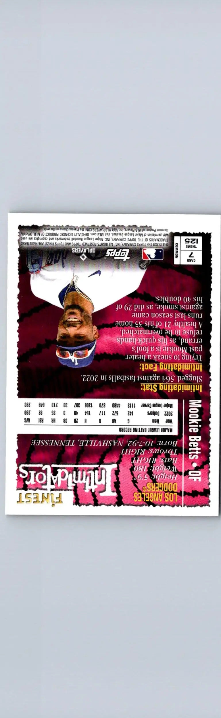 2023 Finest Flashbacks #7 Mookie Betts - Baseball Card Single