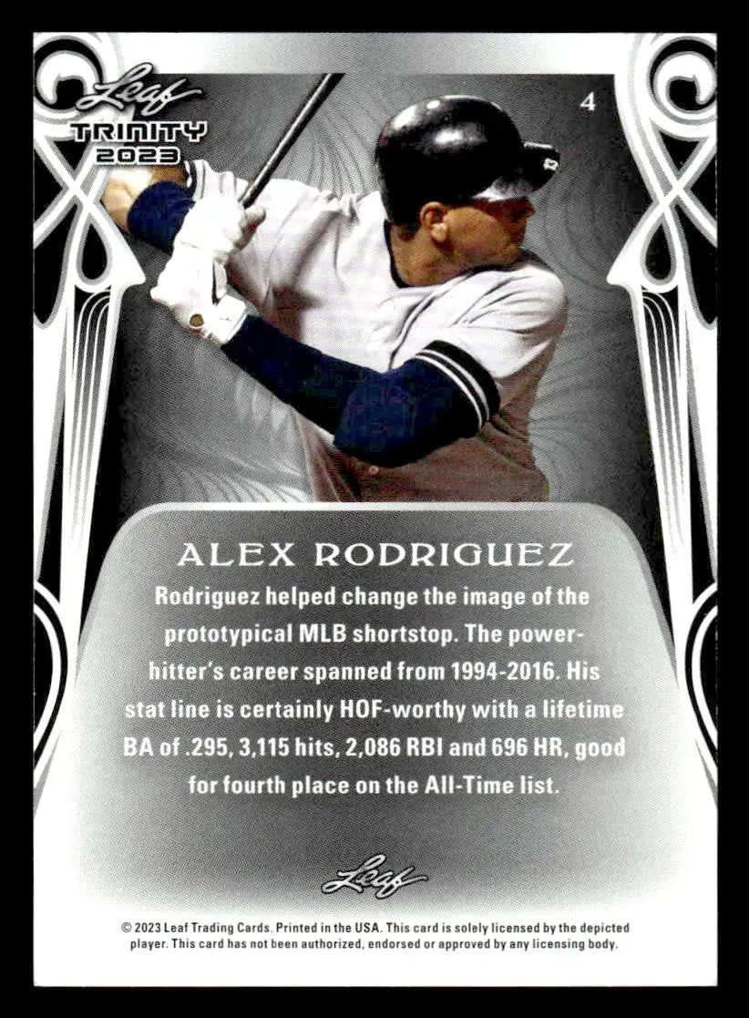 2023 Leaf Trinity #4 Alex Rodriguez - Baseball Card Single