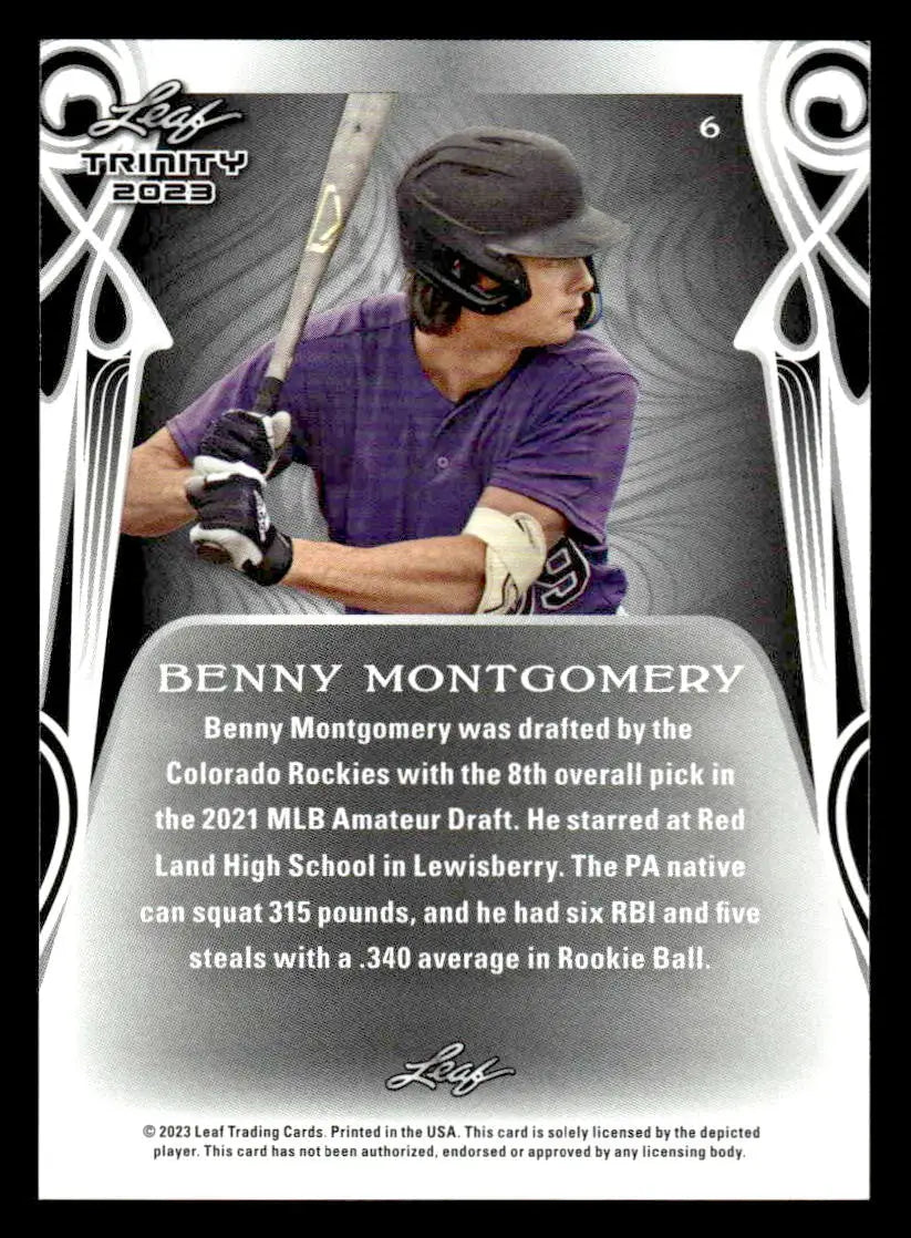 2023 Leaf Trinity #6 Benny Montgomery - Baseball Card Single