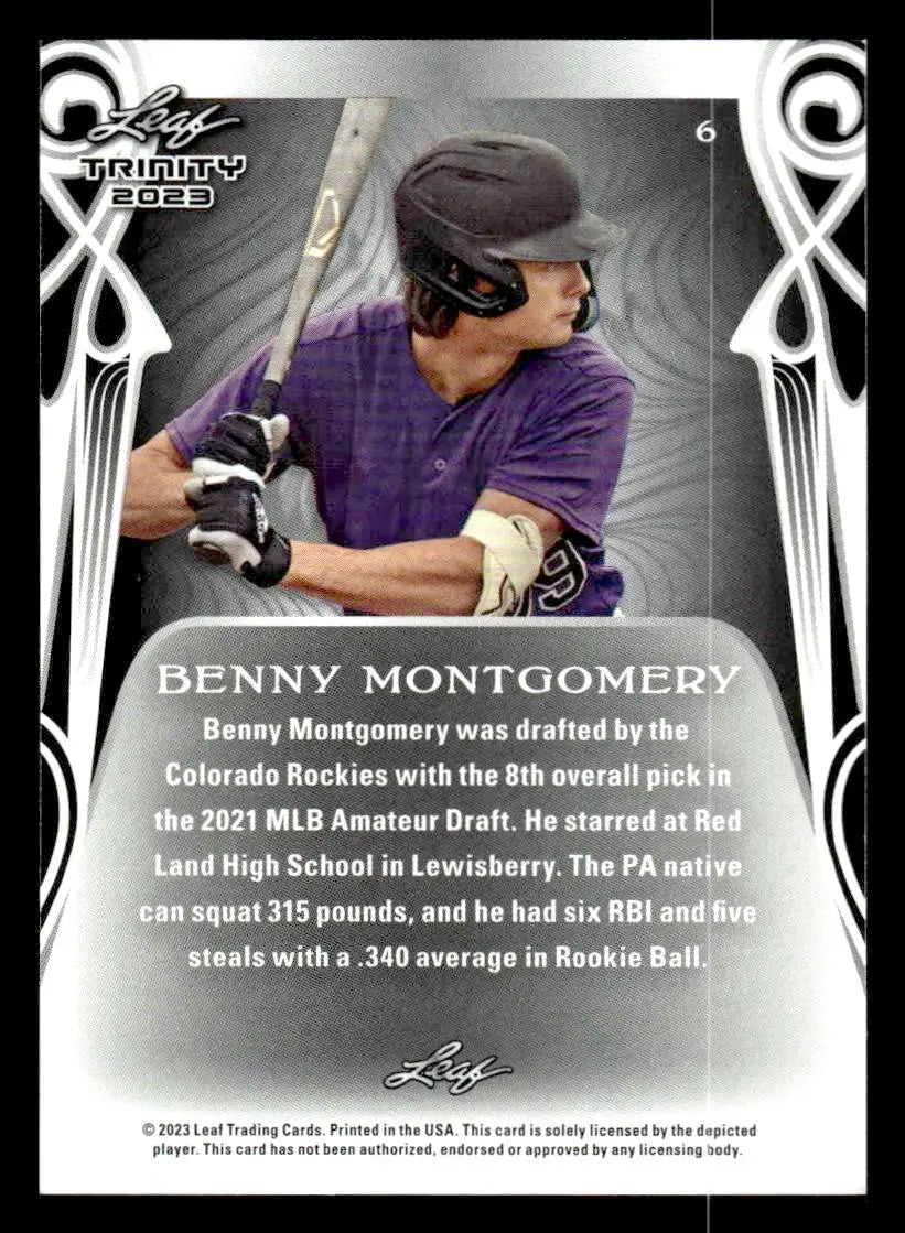 2023 Leaf Trinity #6 Benny Montgomery - Baseball Card Single
