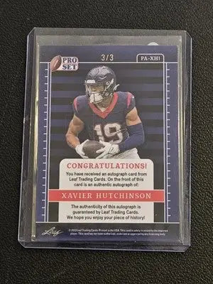 2023 Leaf Trinity - Patch Autographs Red #PA-XH1 Xavier Hutchinson #/3 - Football Card Single