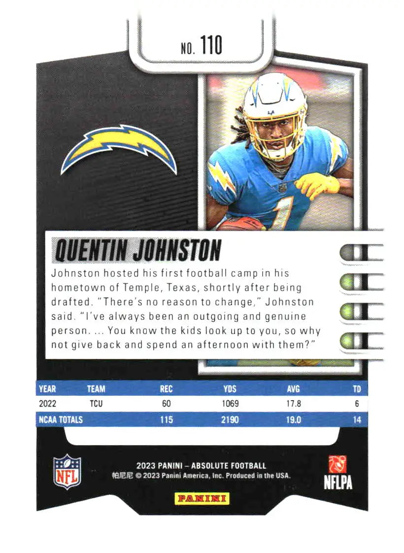 2023 Panini Absolute #110 Quentin Johnston Retail - Football Card Single