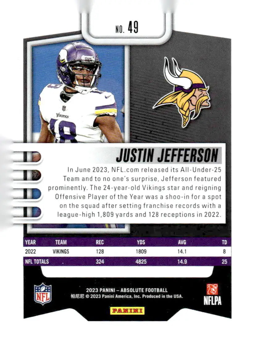 2023 Panini Absolute #49 Justin Jefferson Retail Minnesota Vikings - Football Card Single