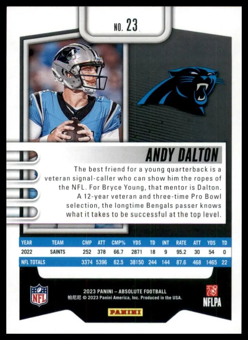 2023 Panini Absolute Andy Dalton #23 Carolina Panthers Football Card NFL Sports - Football Card Single