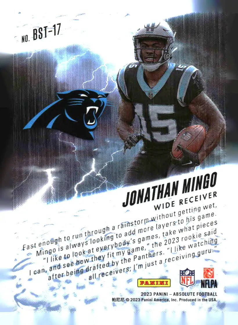 2023 Panini Absolute #BST-17 Jonathan Mingo By Storm - Football Card Single