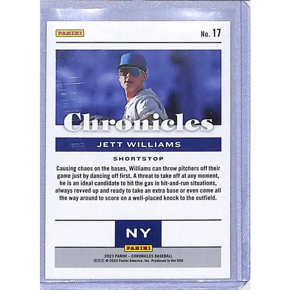 2023 Panini Chronicles #17 Jett Williams NM-MT New York Mets - Baseball Card Single