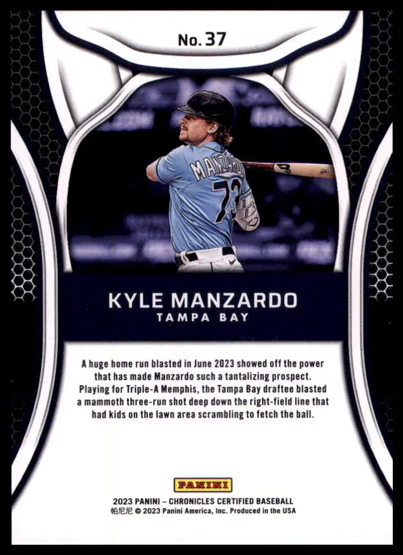 2023 Panini Chronicles - Certified Red /199 Kyle Manzardo 37 Tampa Bay Rays NM - Baseball Card Single