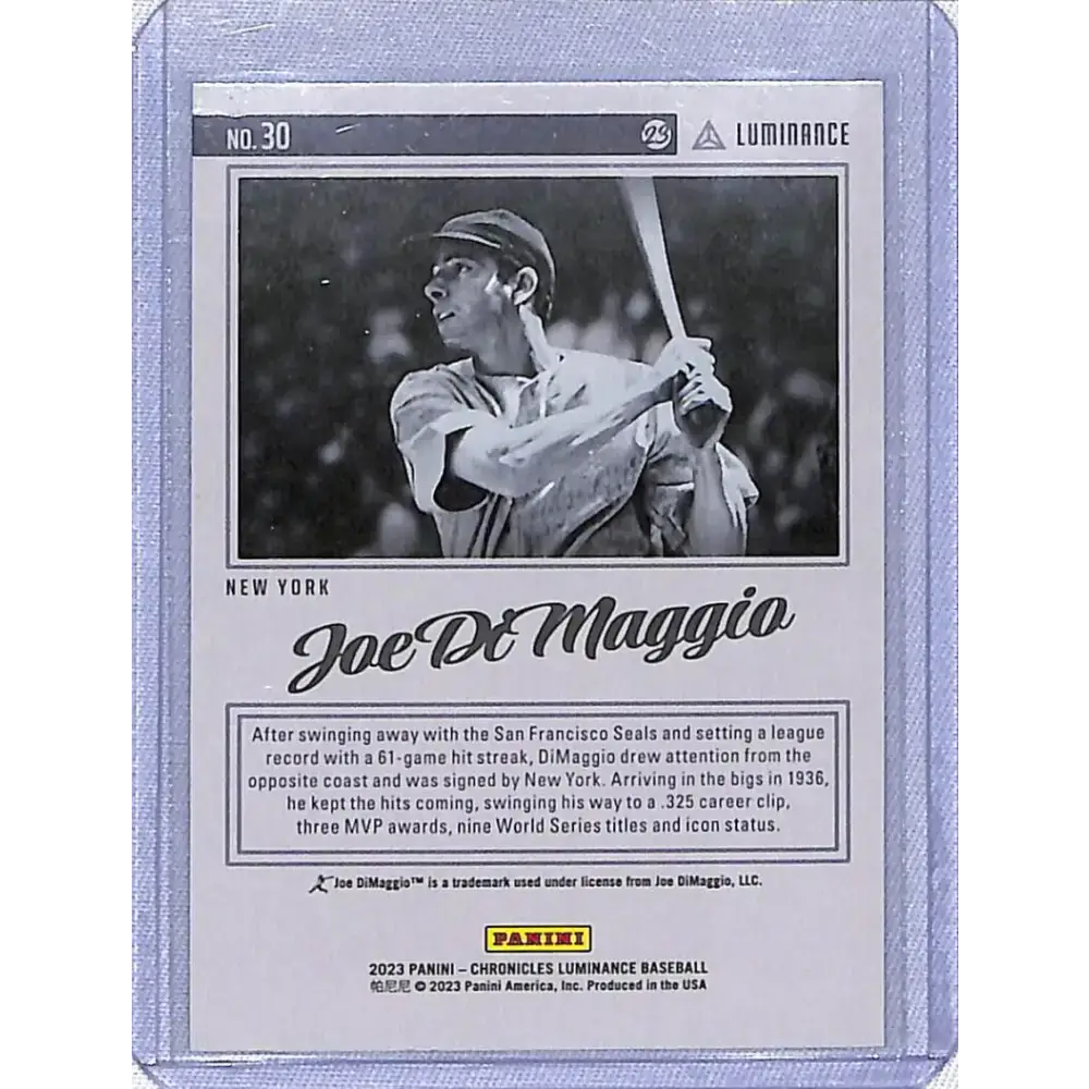 2023 Panini Chronicles Luminance #30 Joe DiMaggio NM-MT New York Yankees - Baseball Card Single