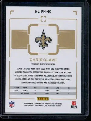 2023 Panini Chronicles Photogenic Chris Olave #PH-40 49/99 RC Football - Football Card Single