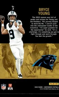 2023 Panini Contenders #3 Bryce Young Rookie Stallions RC Carolina Panthers - Football Card Single