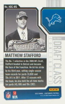 2023 Panini Contenders Historic Draft Class Contenders #HDC-MS Matthew Stafford - Football Card Single
