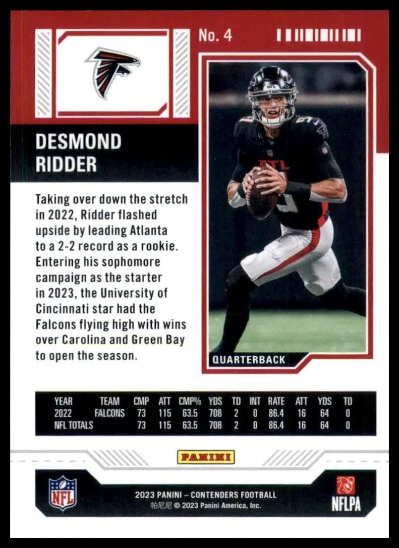 2023 Panini Contenders Season Ticket Desmond Ridder #4 Atlanta Falcons Football - Football Card Single