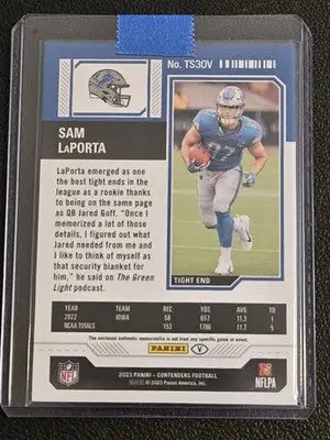 2023 Panini Contenders #TS30V Sam Laporta Rookie Ticket Swatches Variations - Football Card Single