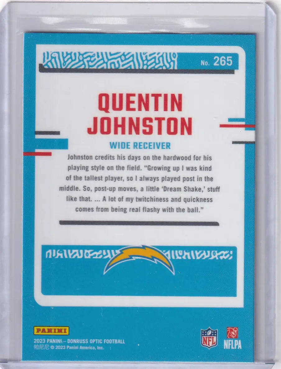 2023 Panini Donruss Optic #265 Quentin Johnston - Los Angeles Chargers - Football Card Single