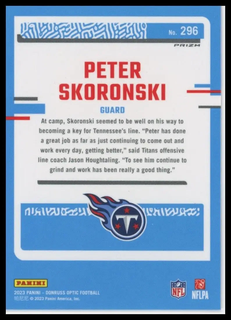 2023 Panini Donruss Optic Pink Rookie Peter Skoronski #296 Tennesee Titans Card - Football Card Single