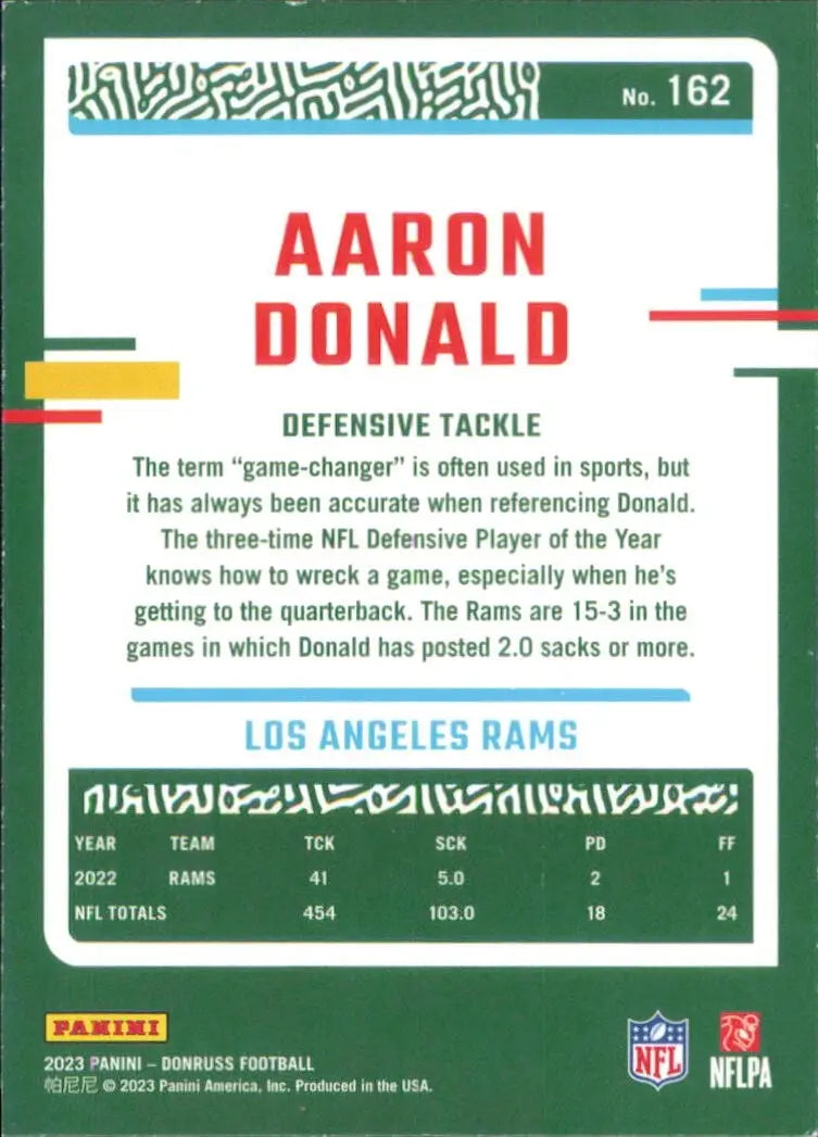 2023 Panini Donruss Press Proof Blue #162 Aaron Donald Los Angeles Rams Football - Football Card Single