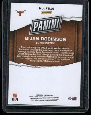 2023 Panini Father’s Day Bijan Robinson #FB16 RC 039/199 Football - Football Card Single