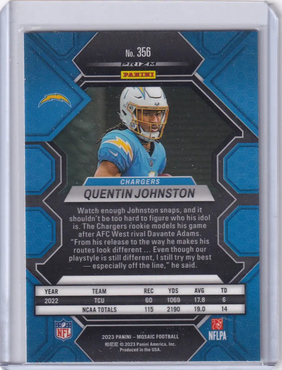 2023 Panini Mosaic #356 Quentin Johnston - Los Angeles Chargers - Football Card Single