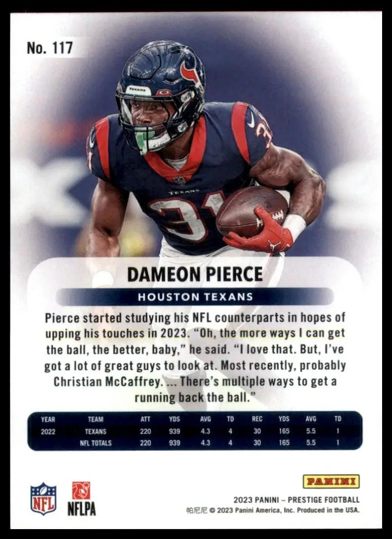 2023 Panini Prestige Hyper Dameon Pierce #117 Houston Texans Football Card NFL - Football Card Single