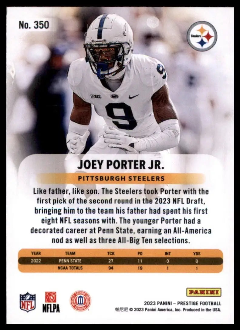 2023 Panini Prestige Joey Porter Jr #350 Pittsburgh Steelers Football Card NFL - Football Card Single