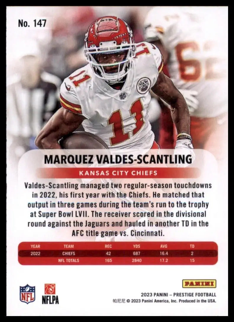 2023 Panini Prestige Marquez Valdes-Scantling #147 Kansas City Chiefs Football - Football Card Single