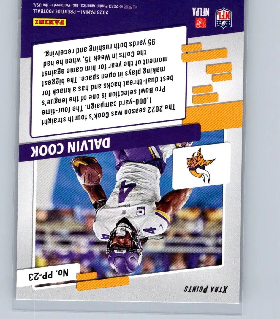 Dalvin Cook 2023 Panini Prestige Xtra Points football card from Cook Prestigious Pros series